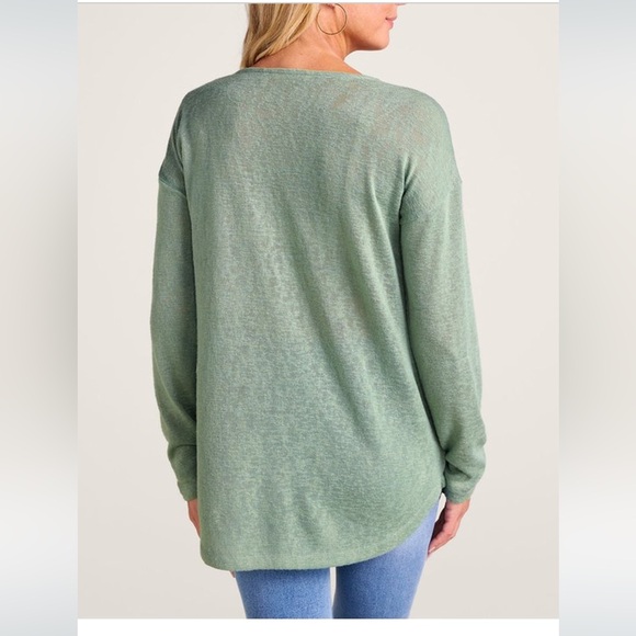 Soft Surrounding Valentina‎ Zip Sweater Sage Green Lightweight Size Large - Picture 2 of 7